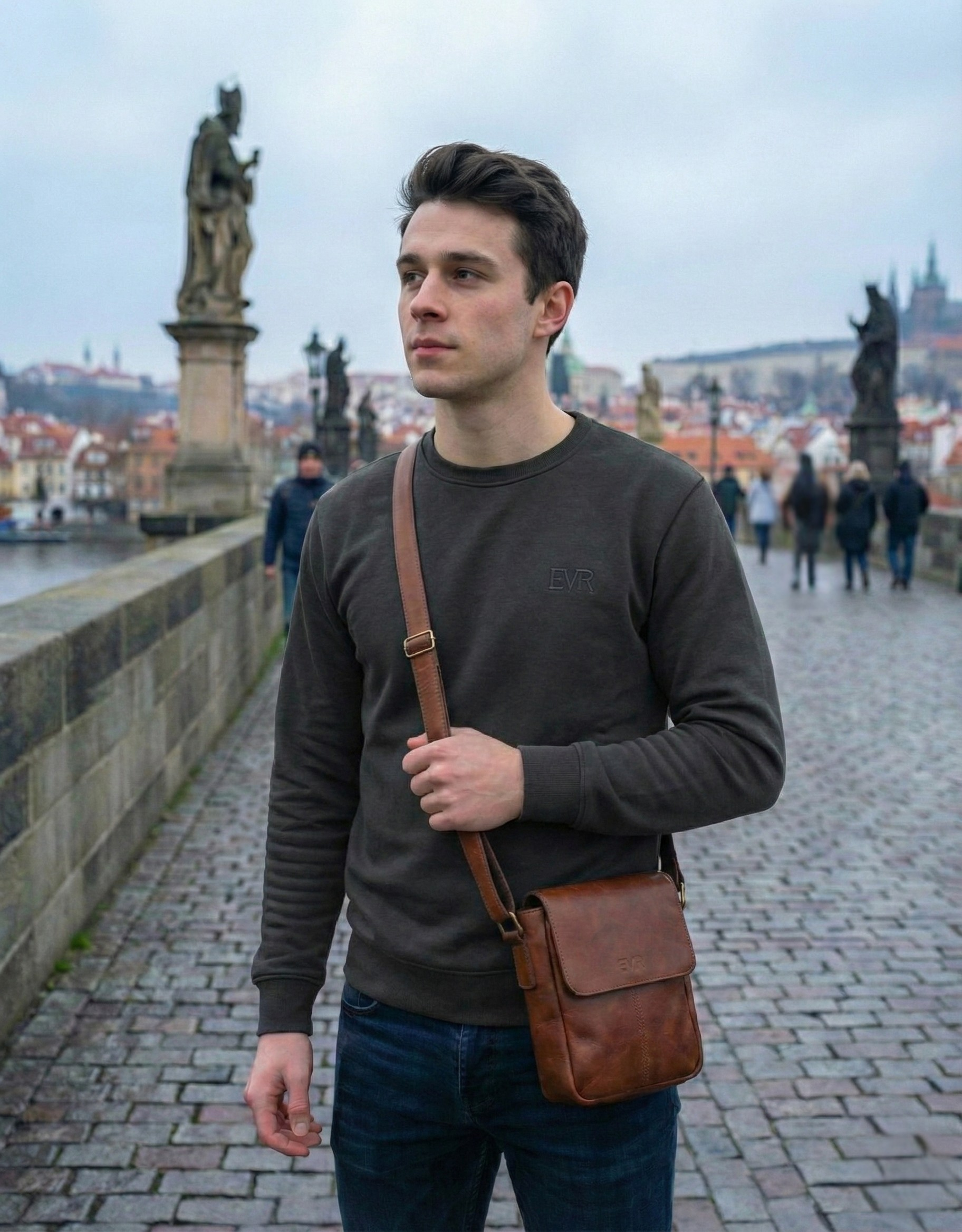 Samt Sweatshirt Dunkelgrau