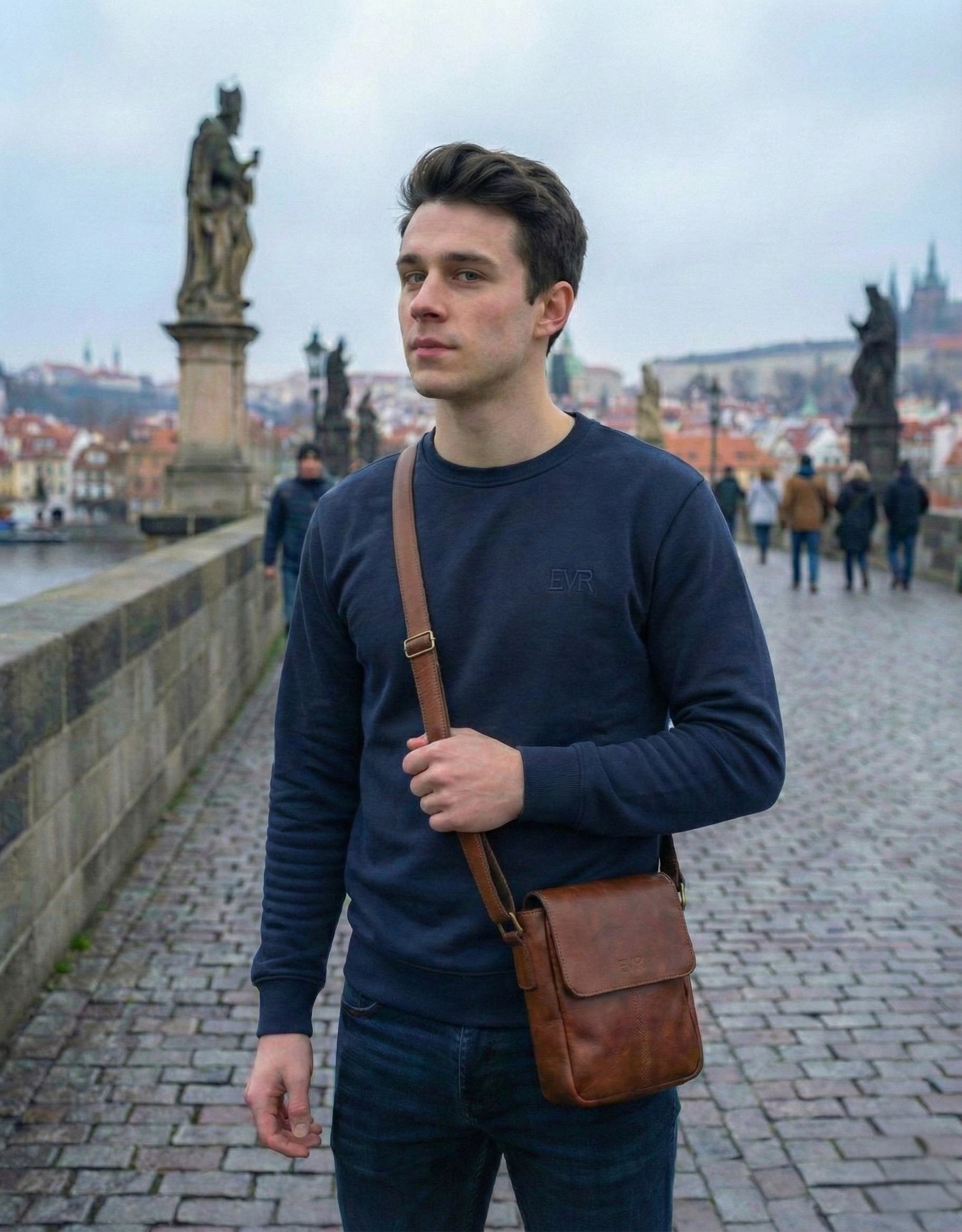 Samt Sweatshirt Marineblau