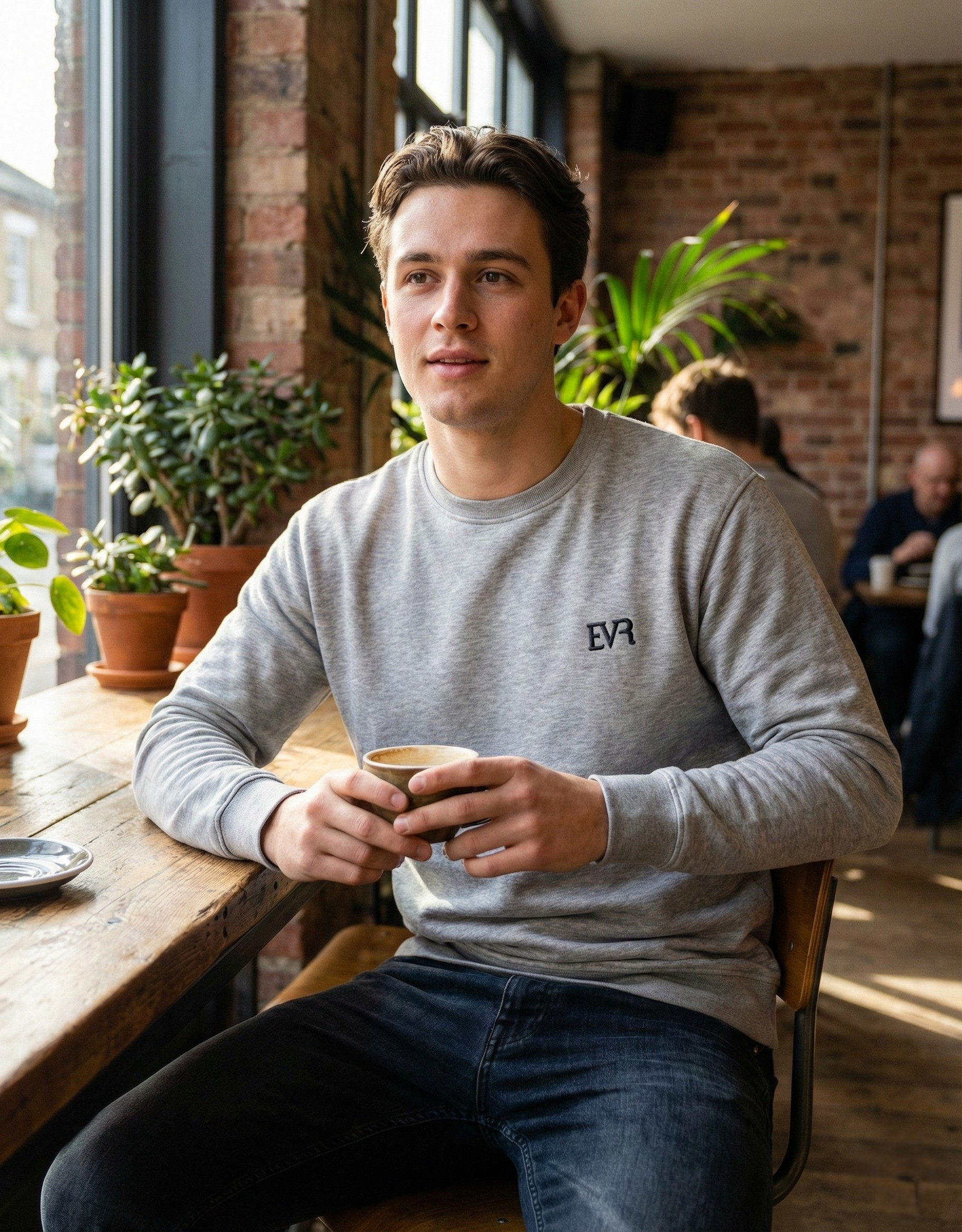 Samt Sweatshirt Hellgrau