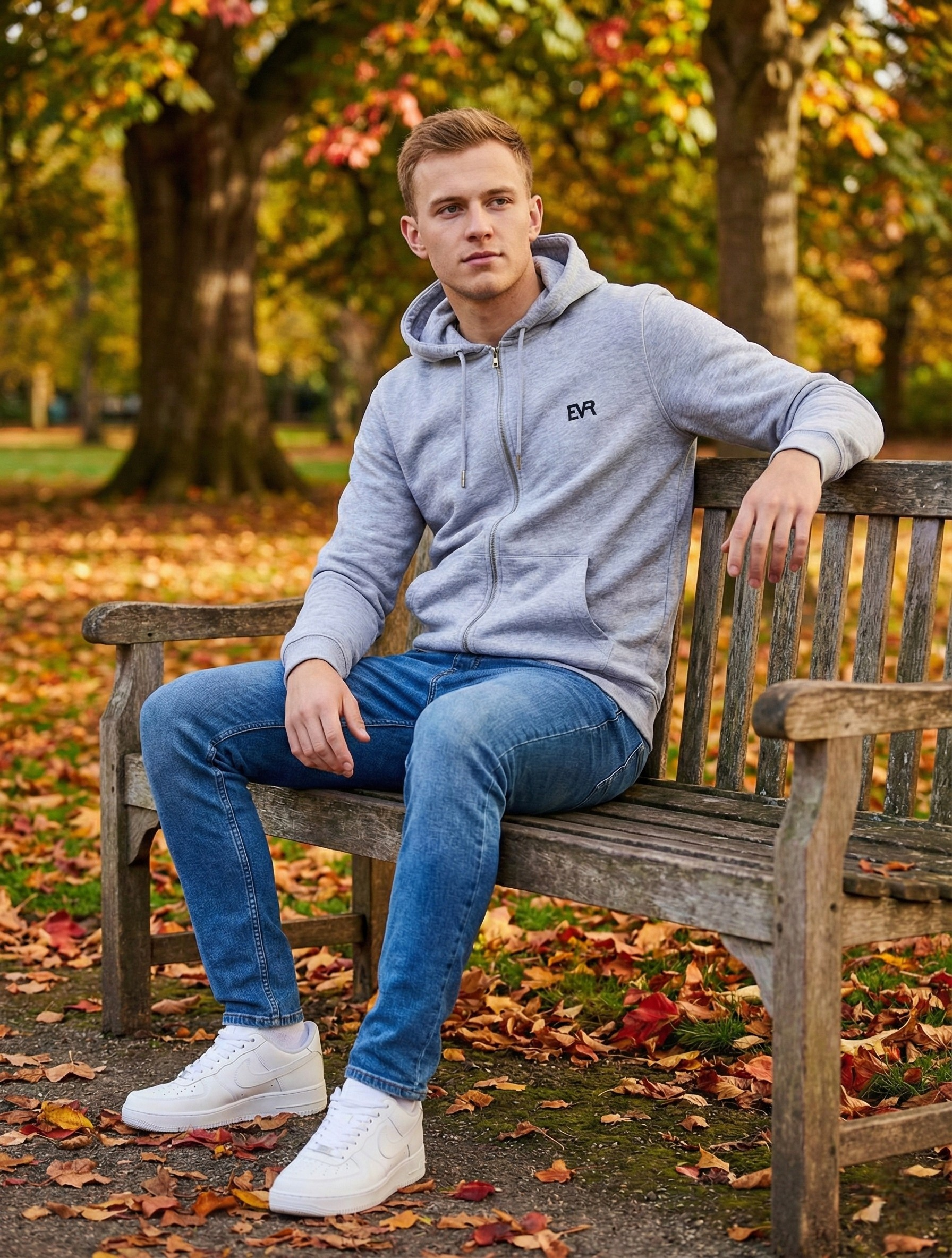 Samt Sweatshirt Hellgrau