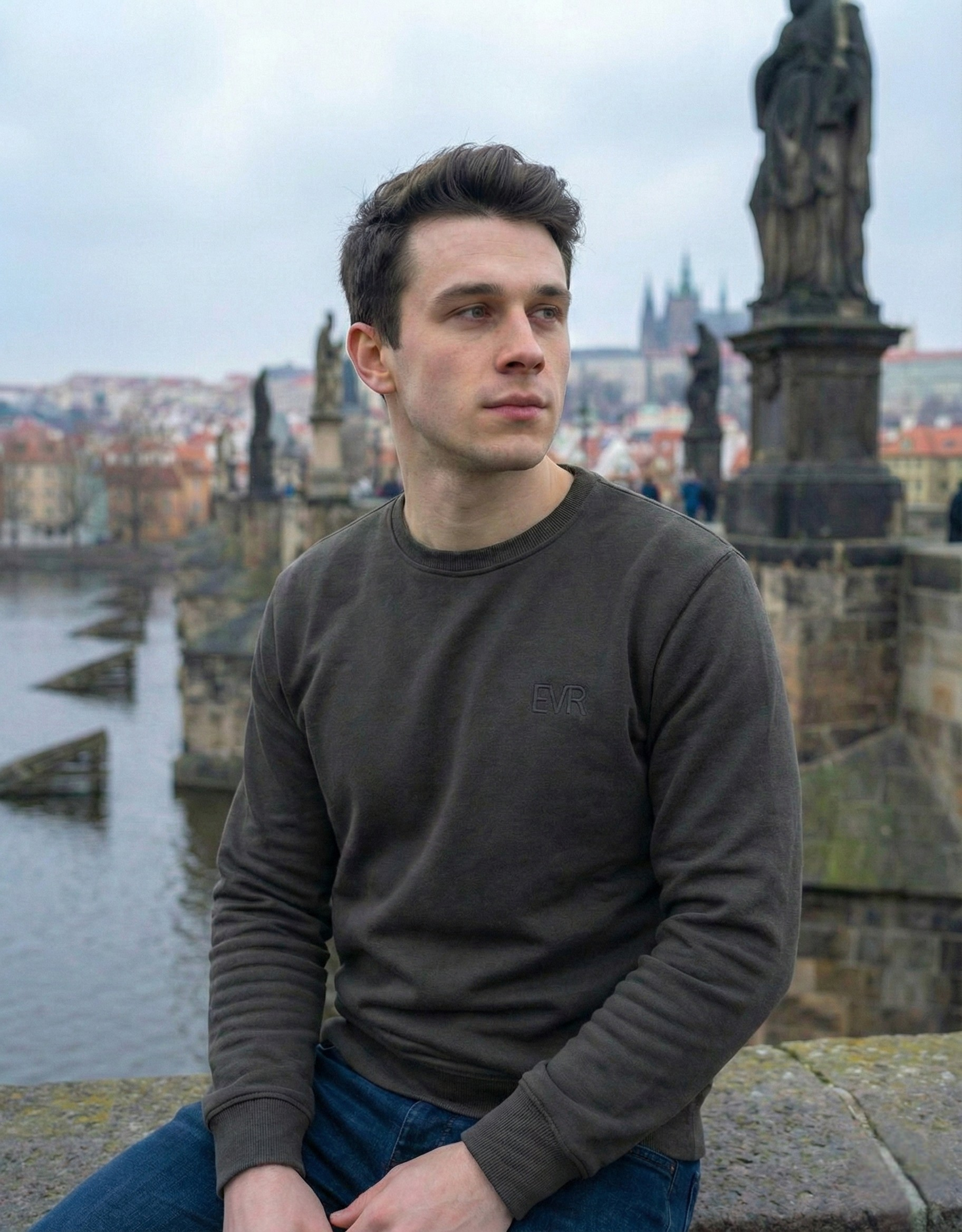 Samt Sweatshirt Dunkelgrau