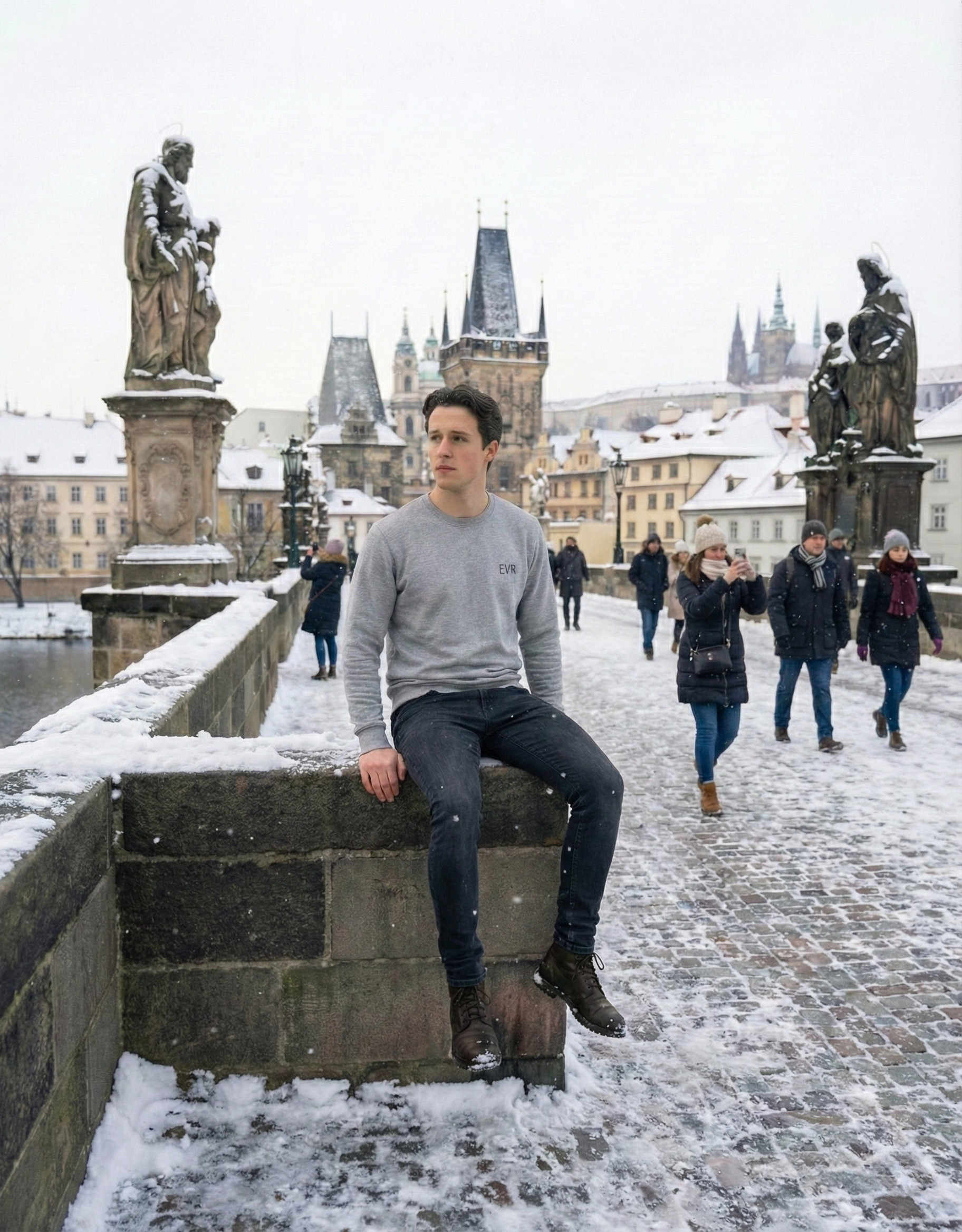 Samt Sweatshirt Hellgrau